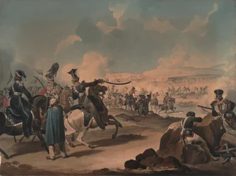 Ruská jízda útočící na francouzskou pěchotu u Borodina, cca 1813