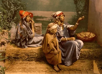 Beduínští žebráci a děti, Tunis, Tunisko