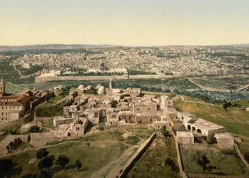 Celkový pohled, Jeruzalém, Svatá země, kolem 1890-1900 (fotochromovaný tisk)