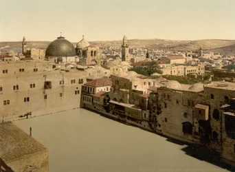 Jezero Chizkijáš, Jeruzalém, Svatá země, kolem 1890-1900 (fotochromovaný tisk)