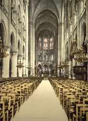 Notre Dame, interiér, Paříž, Francie, cca 1890-1900 (fotomechanický tisk)