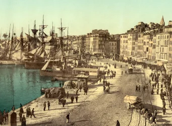 Starý přístav, Marseille, Francie, asi 1890-1900 (fotochrom)