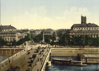 Place du Chatelet, Paříž, cca 1890-1900 (fotochrom)