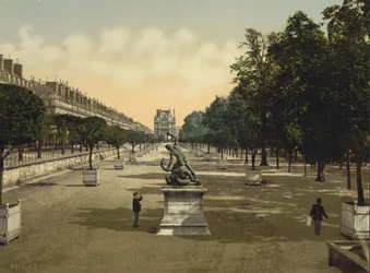 Zahrada Tuileries, Paříž, kolem 1890-1900 (fotochrom)