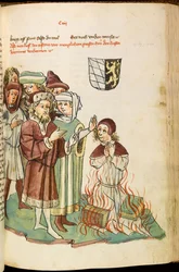 Upálení Jana Husa na hranici Z: Život a doba císaře Zikmunda od Eberharda Windecka, kol. 1450