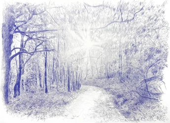 Bosque a contraluz, 2023 (tuš na plátně)