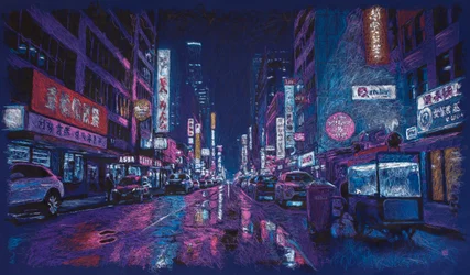 Podněty na třídě v HK, 2025 (akryl, tuš a tužka na látce)