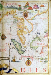 Pevnina jihovýchodní Asie, detail z atlasu světa, 1565