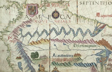 Severní Jižní Amerika, detail z atlasu světa, 1565