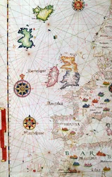 Britské ostrovy, Ibérie a severozápadní Afrika, detail z atlasu světa, 1565