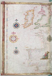 Britské ostrovy a Iberie, detail z atlasu světa, 1565
