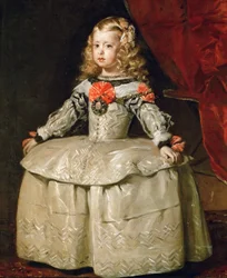 Baroko: portrét infantky Markéty Terezie (1651-1673) v bílých šatech, kolem roku 1656