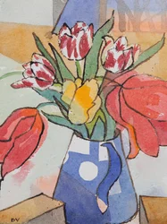 Tulipány (akvarel a tuš)