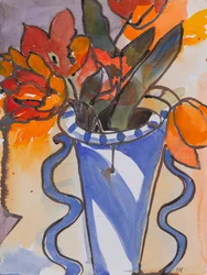 Tulipány (akvarel a tuš)