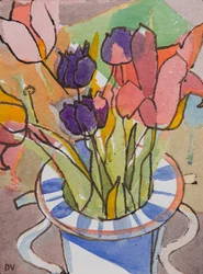 Tulipány (akvarel a tuš)