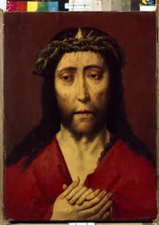 Ecce Homo (Tady je ten muž). Obraz od Dircka (Dieric, Dirk) Bouts le Vieux (starší) (1410-1475), olej na dřevě. Vlámské primitivní umění 15. století. Státní Ermitáž, Petrohrad