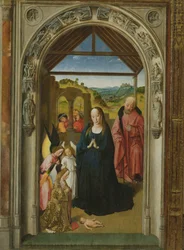 Narození Páně, c.1445 olej na detail panelu z 36895