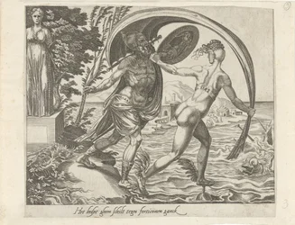 No Shield Protects against Misfortune; The Greater your Fortune, the Bigger your Sorrows Men kan zich niet verdedigen tegen het lot Het helpt gheen schilt tegen fortuinen ganck (title on object) Spreekwoorden over Fortuna (series title)   1362487   cs     