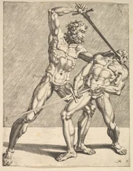 Dva šermíři, od Fencers, deska 7, 1552