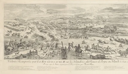 Slag bij Drogheda aan de Boyne, 1. července 1690 Vítězství vyhrál Le Roy Guillaume III. o irských ženách u řeky Boyne v Irsku 1. července 1690 (název na předmětu)