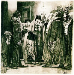 Ilustrace ke komedii Běda z vtipu Alexandra Gribojedova, 1912