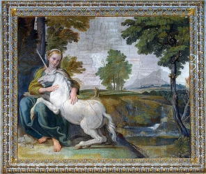 Panna s jednorožcem. 1604-05