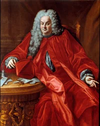 Portrét Domenica Canevariho (1683-1745) dóže Genové republiky mezi 1742 a 1744 Malba připisovaná Domenicu Bocciardovi (1686-1746) Slunce 18. století. 160x130 cm Sestri Levante, Galleria Rizzi