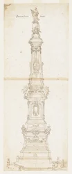 Návrh obelisku svatého Dominika, náměstí San Domenico Maggiore, Neapol