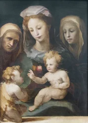 Madona s dítětem se svatými Janem, Alžbětou a Kateřinou ze Sieny 1540-50 (olej na desce)