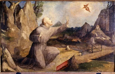 Svatý František dostává stigma. Beccafumi Domenico Mecarino (asi 1486 - 1551)