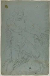 Samson a lev (recto); Panna Maria s nataženou pravou paží (verze)