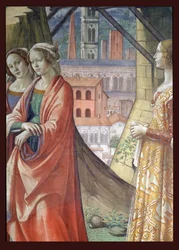 Navštívení, detail města a žen, ze života sv. Jana Křtitele, 1490 detail fresky z 60461