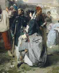 Zprávy o míru ve Villafrance, Domenico Induno, detail