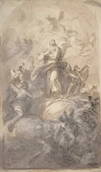 Panna Neposkvrněná v slávě recto, Náčrt části nohy a ruky verso, 1723-1806.