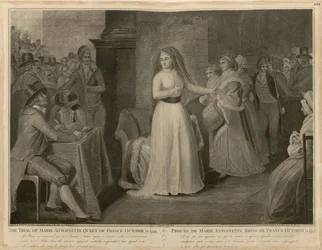 Proces s Marií Antoinettou, královnou Francie, 14. října 1793.