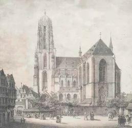 Litografie - Frankfurt - Císařský dóm - Quaglio - 1819