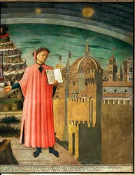 Dante Alighieri a pohled na Florencii, Itálie