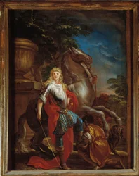Portrét gentlemana z Janova s ​​koněm Malba Domenica Piola (1627-1703) Genes, Musei di Strada Nuova (ex Palazzo Bianco)