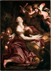 Svatá Máří Magdalena (Mary-Magdalene) Obraz od Domenica Pioly (1627-1703), Genes Musei di Strada Nuova (inv n PB 290)