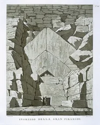 Vchod do pyramidy, vyrytý Rossi (litho)