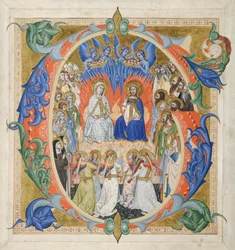 Iniciála G[audeamus omnes] z knihy Gradual: The Court of Heaven, 1371-77.