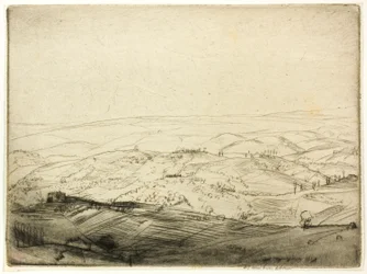 Skica z hradeb San Gimignano
