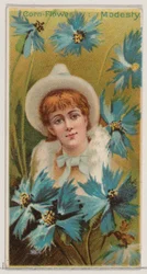 Chrpa: Skromnost, ze série Květinové krásy a řeč květin N75 pro Duk..., 1892.