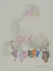 Vlákna, 2000 (barevné tužky na papíře)