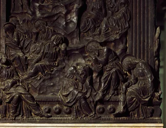 Bohoslužba v zahradě, detail z levé kazatelny, od Donatella (1386-1466), bazilika svatého Vavřince, Florencie, Itálie