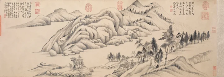 Řeka a hory za jasného podzimního dne, c. 1624-1627.