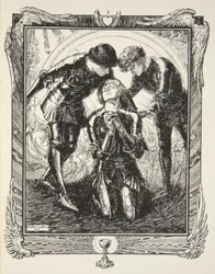 Pak šli k siru Galahadovi, ilustrace z „Příběhů krále Artuše a kulatého stolu“ od Beatrice Clayové