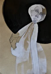Elegantní žena v černém klobouku