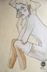 Ilustrace zamyšlené ženy