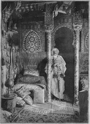 Pierre Loti ve svém domě v Rochefort v roce 1892. Podle Dornacovy fotografie.